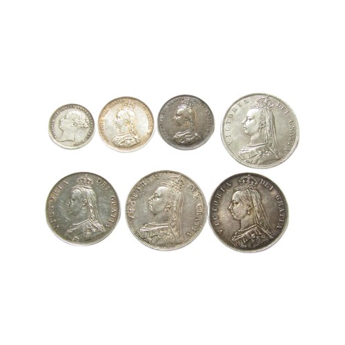 375 - Victoria Silver Group (7). 19-31mm. 3 x halfcrown, 1 x florin and 2 x shillings, all 1887 and an 188... 