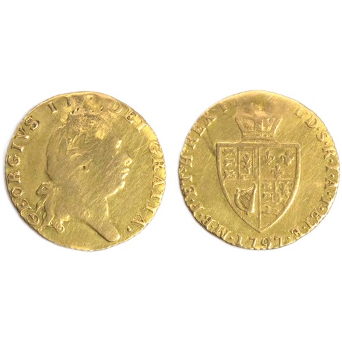 354 - George III Half Guinea 1797. Gold, 4.14g. 21mm. Laureate head right, GEORGIVS III DEI GRATIA. R. Spa... 