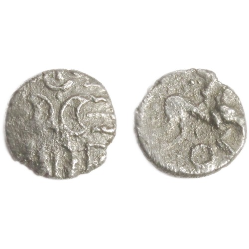 106 - Iceni Eyelash Crescents Silver Unit. 0.88g. 12mm. Four opposed crescents, two outlined with eyelashe... 