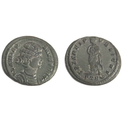 140 - Fausta Billon Centenionalis. As Augusta. Draped bust right, FLAV MAX FAVSTA AVG. R. SPES REIPVBLICAE... 