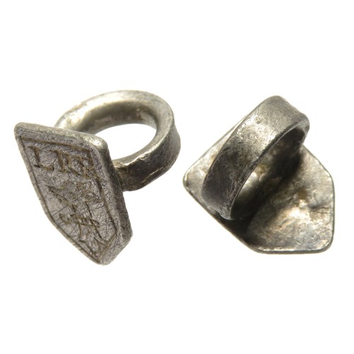 69 - Silver Hawking Ring. Circa 16th-17th century CE. Lewis and Richardson Type C.i. Formed of a shield-s... 