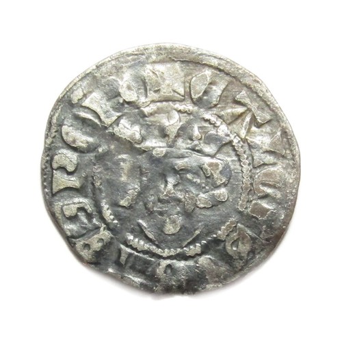 263 - Gaucher of Chatillon Sterling Penny. Circa 1313-1322. Silver, 1.14g. 18 mm. Crowned facing bust, GAL... 