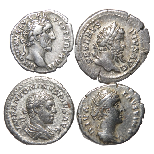 150 - Roman silver denarius group (4) Antoninus Pius, Septimius Severus, Faustina Senior and Elagabalus.