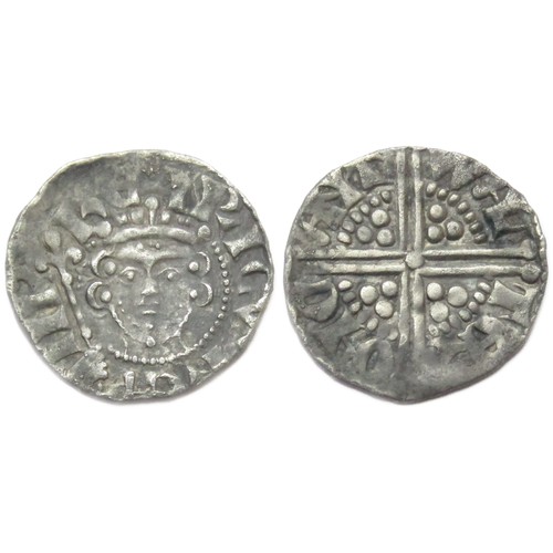 195 - Henry III Penny. Long Cross Coinage, Canterbury mint. Silver, 1.36g. 18mm. Crowned facing bust with ... 