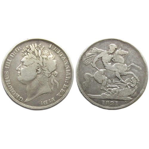 358 - George IV 1821 Crown. Silver, 28.08g. 38mm. Laureate bust left, GERGIUS IIII D G BRITANNIAR REX F D.... 