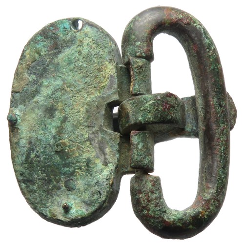 30 - Merovingian Buckle and Plate. Circa 6th century AD. 32.90g. 42mm. An exceptional example formed of a... 