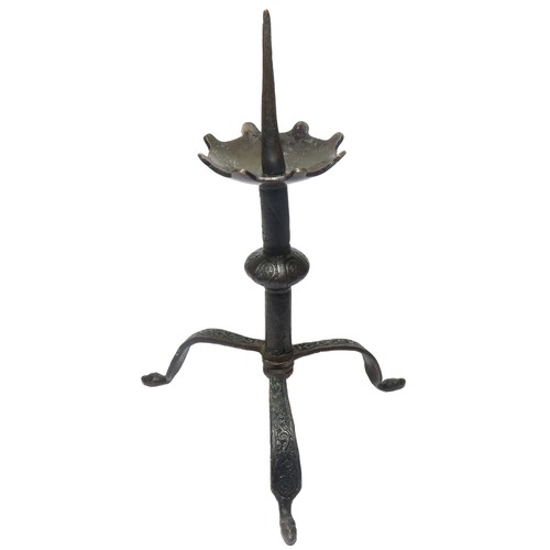 39 - Rare Medieval Limoges Folding Candlestick. Circa 12th century AD. A composite traveling pricket type... 