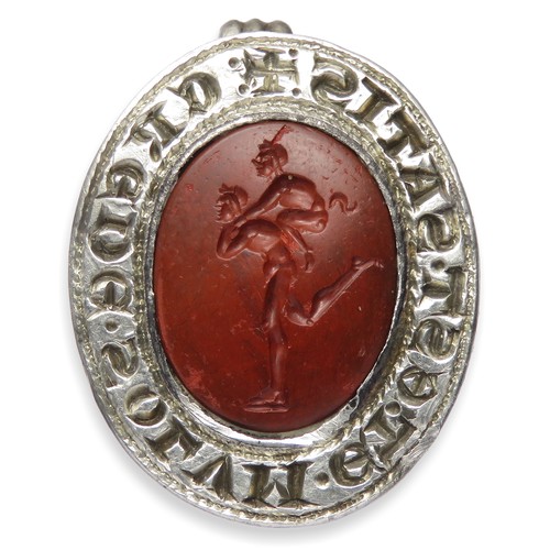 53 - Medieval Silver Seal Matrix. Circa, 12th-14th century AD. 5.53 g, 29.6mm. An exceptional seal matrix... 