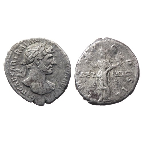 121 - Hadrian Denarius. 117-138 AD. 3.04g. Rome mint. IMP CAESAR TRAIAN HADRIANVS AVG, laureate bust right... 