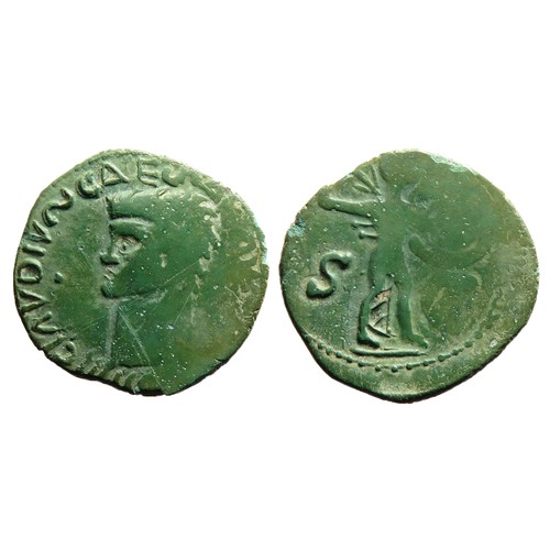 99 - Imitation Claudius As. Circa 1st century AD. Copper-alloy, 5.46g. 25mm. Bare head left, barbarous le... 