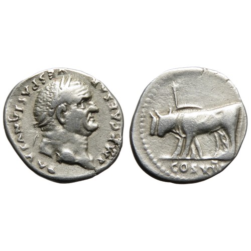 104 - Vespasian Denarius. Rome, 77-8 AD. Silver, 2.91g 18mm. Laureate head right, IMP CAESAR VESPASIANVS A... 