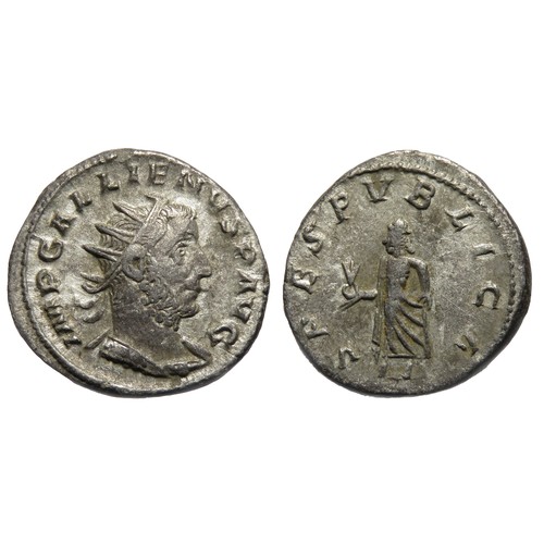 179 - Gallienus Antoninianus. Milan,259-60 AD. Billon, 3.60g. 21mm. Radiate and draped bust right, IMP GAL... 