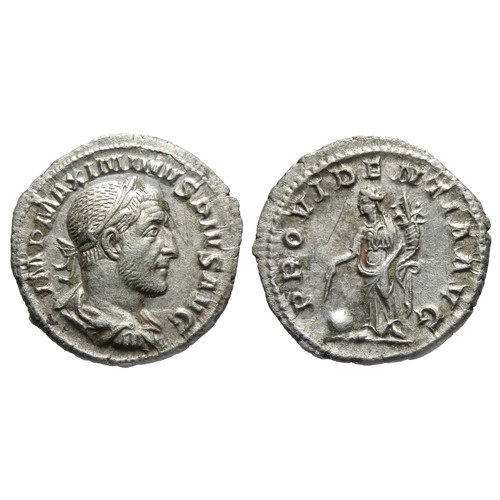 163 - Maiximinus Denarius. Rome, 235-6 AD. Silver, 3.09g. 20mm. Laureate and draped bust right, IMP MAXIMI... 