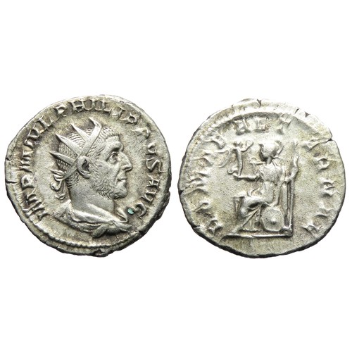 165 - Philip I Antoninianus. Rome, 245-7 AD. Silver, 3.70g. 22mm. Radiate bust right, IMP M IVL PHILIPVS A... 