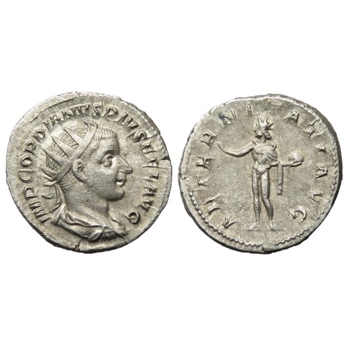 171 - Gordian III Antoninianus. Radiate bust right, IMP GORDIANVS PIVS FEL AVG. R. AETERNITATI AVG, Sol, n... 