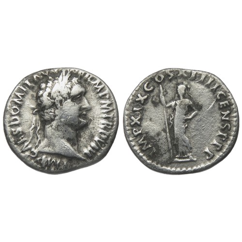 110 - Domitian Denarius. Rome 88 AD. Laureate bust right, IMP CAES DOMIT AVG IMP P M TR P VIII. R. IMP XIX... 