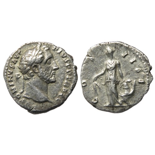 135 - Antoninus Pius Denarius. 2.78g. Laureate bust right, ANTONINVS AVG PIVS P P TR P XV. R. COS IIII, An... 