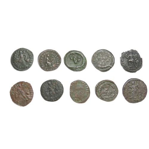 202 - Roman Nummus Group (10). Circa 4th century AD. Copper-alloy, 10mm-12mm. A selection of coins from th... 