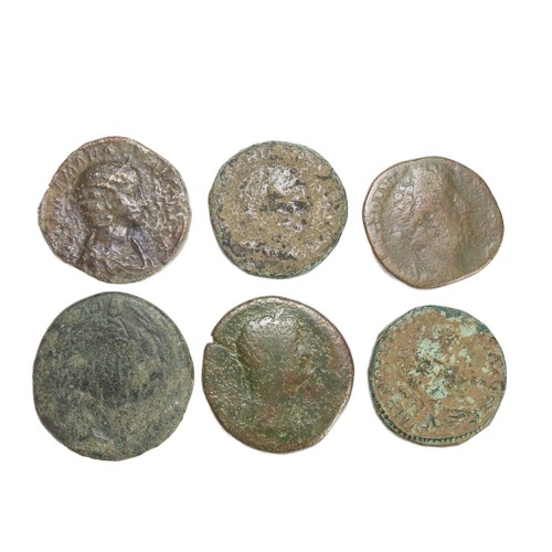 203 - Roman Bronze Coins (6). Circa 1st-3rd century AD. As, Dupondius and sestertius from various emperors... 