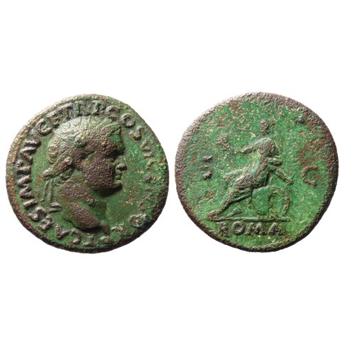 107 - Titus As. Rome, 80 AD. 11.52g. 28mm. Laureate bust right, T CAES IMP AVG P TR P COS VI CENS. R. S C,... 