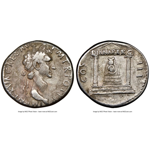 113 - Nerva, 96-98 AD. Silver cistophorus, 25mm. NGC Choice VF. Rome or uncertain mint in Asia Minor, AD 9... 