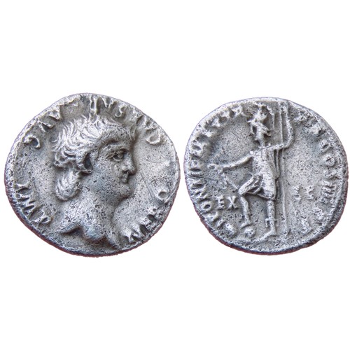 101 - Nero Denarius. 54-68, Rome. 3.45g. 19mm. NERO CAESAR AVG IMP. Bare-headed bust right. R. PONTIF MAX ... 