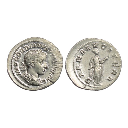 176 - Gordian III. 238-244 AD. Silver Denarius, 21mm. 2.87g. Rome mint, 1st officina. 7th emission, mid 24... 