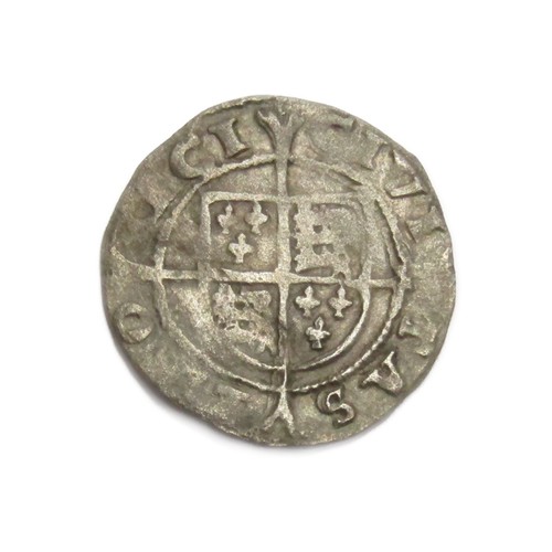 286 - Edward VI Penny. Silver, 0.77g. 15.5 mm. Rose, E D G ROSA SINE SPINA. R. Shield over cross, CIVI TAS... 