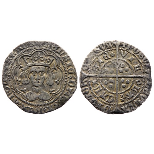 247 - Henry VI Groat. Calais mint. Rosette Mascle Issue, 1430-31 AD. Silver, 3.54g. 27mm. Crowned facing b... 