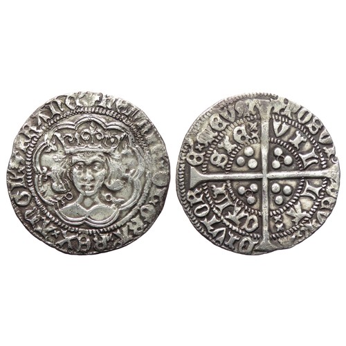 248 - Henry VI Groat. Annulet Issue, 1422-30 AD. Calais mint. Silver, 27mm. 3.61g. Crowned facing bust, an... 