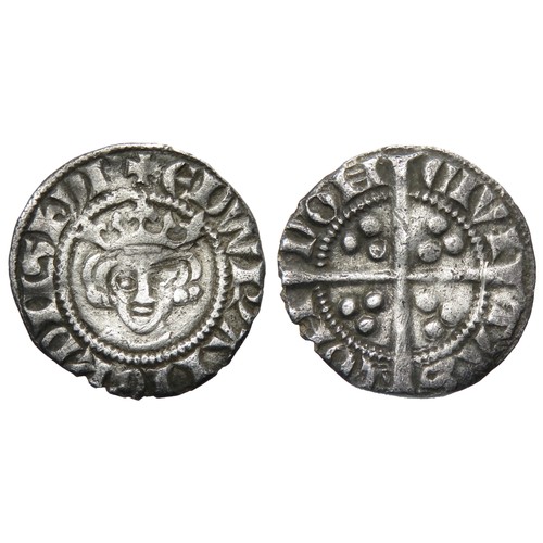 232 - Edward I Halfpenny. London. Class 7. Silver, 0.69g. 14mm. Crowned facing bust, +EDW R ANGL DNS HYB. ... 