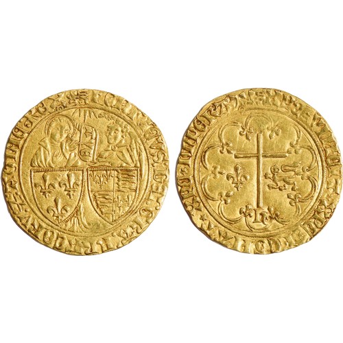 245 - Henry VI, King of France (1422-53), gold Salut d'Or, Rouen Mint, initial mark leopard, pellet in ann... 