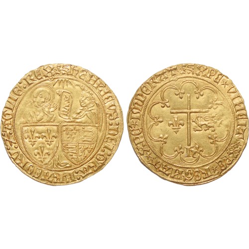 246 - ANGLO-GALLIC. Henry VI. 1422-1461. AV Salut d’or (26.5mm, 3.49 g, 12h). Second type. Rouen min... 