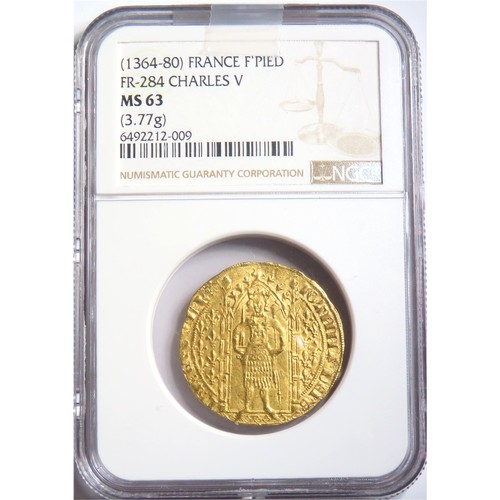 272 - FRANCE, Provincial. Provence (county). Jeanne de Naples. 1343-1382. AV Franc à pied (28mm, 3.77 g). ... 