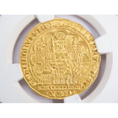 273 - Philippe VI (1328-1350) gold Écu d'Or à la chaise ND (from 1337) MS63 NGC, Paris mint. 4.50gm. 1st E... 