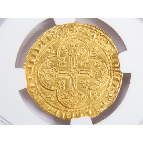 273 - Philippe VI (1328-1350) gold Écu d'Or à la chaise ND (from 1337) MS63 NGC, Paris mint. 4.50gm. 1st E... 