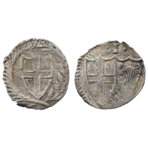 317 - Commonwealth Penny. 1649-60 AD. 0.33g. 13mm. St George's cross on shield within wreath. R. conjoined... 