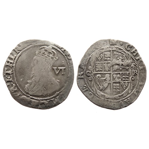 311 - Charles I Sixpence. 1633-34 AD. Tower mint. Silver, 25mm. 2.78g. Crowned bust left, VI mark of value... 