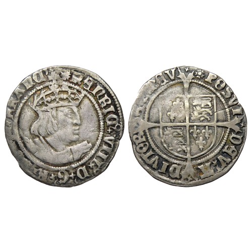 280 - Henry VIII Groat. Laker bust D. Second coinage, 1526-44 AD. Silver, 2.71g. 25mm. Crowned bust right,... 