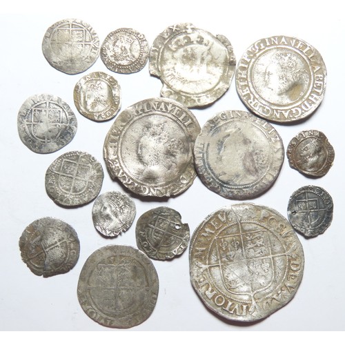 320 - Group of Tudor Hammered Silver Coins (16). Circa 16th century AD. Henry VIII & Elizabeth I. To i... 