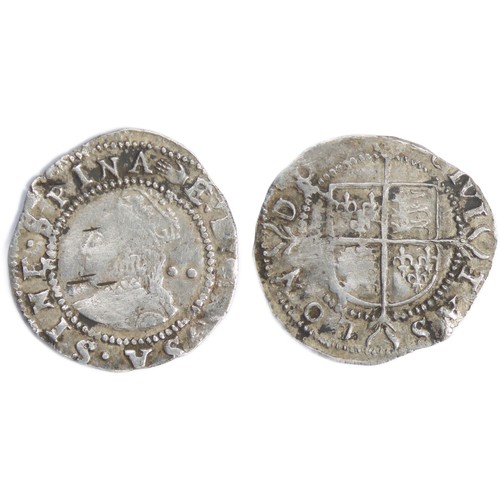 294 - Elizabeth I Halfgroat. Sixth Issue, 1582-1600 AD. Crowned bust left, two pellets behind. E D G ROSA ... 