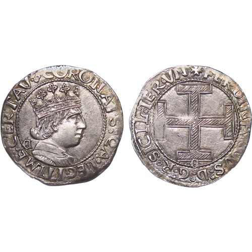 327 - Napol, Ferdinando I (Don Ferrante). 1458-1494. Coronato, 26mm. 4.02g. Third coinage. Napoli mint. St... 