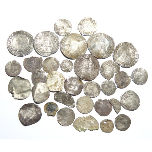 323 - Large collection of Tudor and Stuart Period Hammered silver coins. To include coins from the reigns ... 