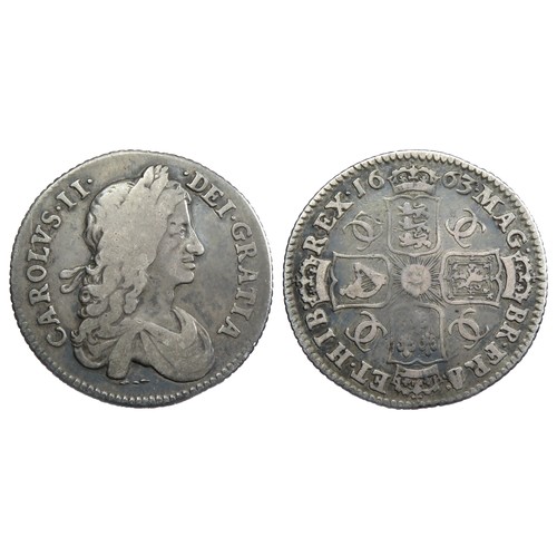 331 - Charles II 1663 Error Shilling. 5.8g. First draped bust right, CAROLVS II DEI GRATIA. R. Crowned cru... 