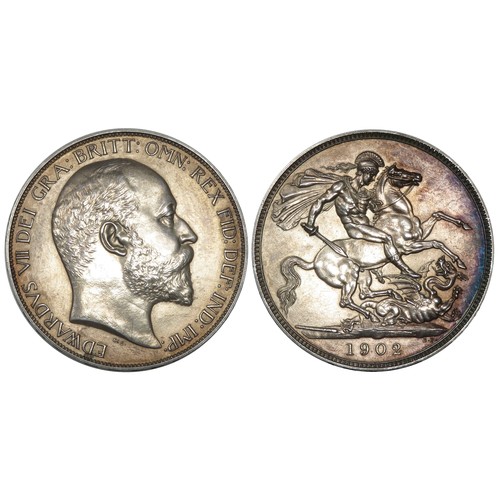 385 - Edward VII Silver Crown, 1902. 28.30g. 38.50mm. Bare head right, EDWARDVS VII DEI GRA BRITT OMN REX ... 