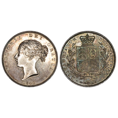 369 - Victoria Silver Halfcrown 1840. Type A3, W.W on trunc. Young head left, VICTORIA DEI GRATIA. R. Crow... 