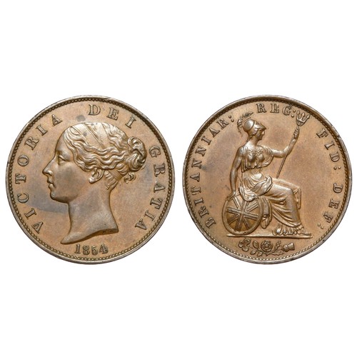 382 - Victoria Halfpenny 1854. Young head left, VICTORIA DEI GRATIA. R. Britannia seated right. Ref: S.394... 