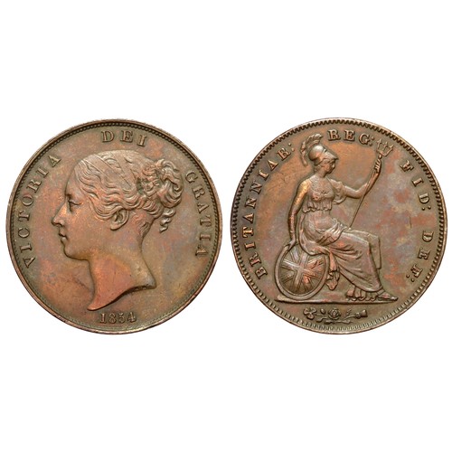 379 - Victoria Penny 1854. Copper, 19.12g. 34mm. Young head left, date below. VICTORIA DEI GRATIA. R. Brit... 