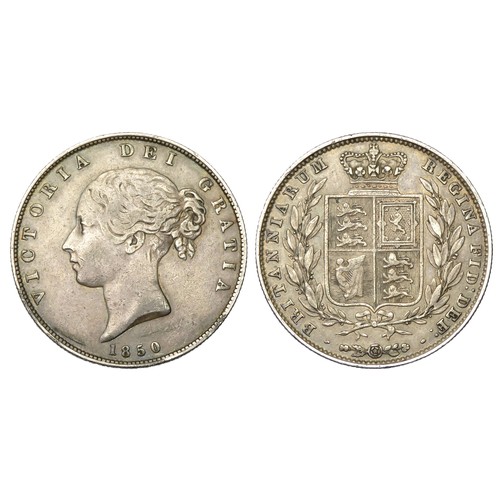 371 - Victoria Halfcrown 1850. Silver, 14g. 32mm. Young head left, date below. VICTORIA DEI GRATIA. R. Cro... 