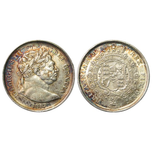 353 - George III Halfcrown. 1817. Silver, 14.10g. 32mm. Laureate head right, GEORGIUS III DEI GRATIA. R. S... 